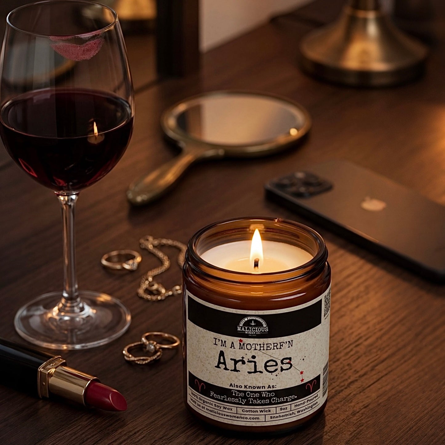 Malicious Women Co. I’m a MotherF’n Aries Zodiac Candle 9oz Soy Wax Astrology Candle Gift Luxury Scented Hand Poured USA