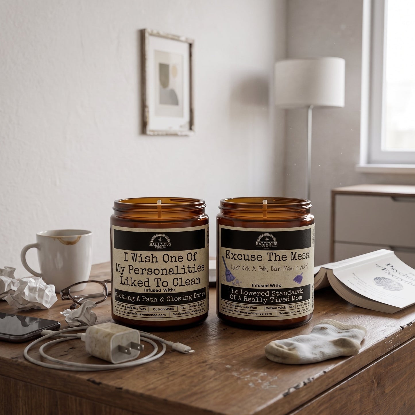 Malicious Women Co. I Wish One Of My Personalities Liked To Clean 9 oz Funny Soy Candle | Gift for Her & Him, Luxury Home Fragrance Candle