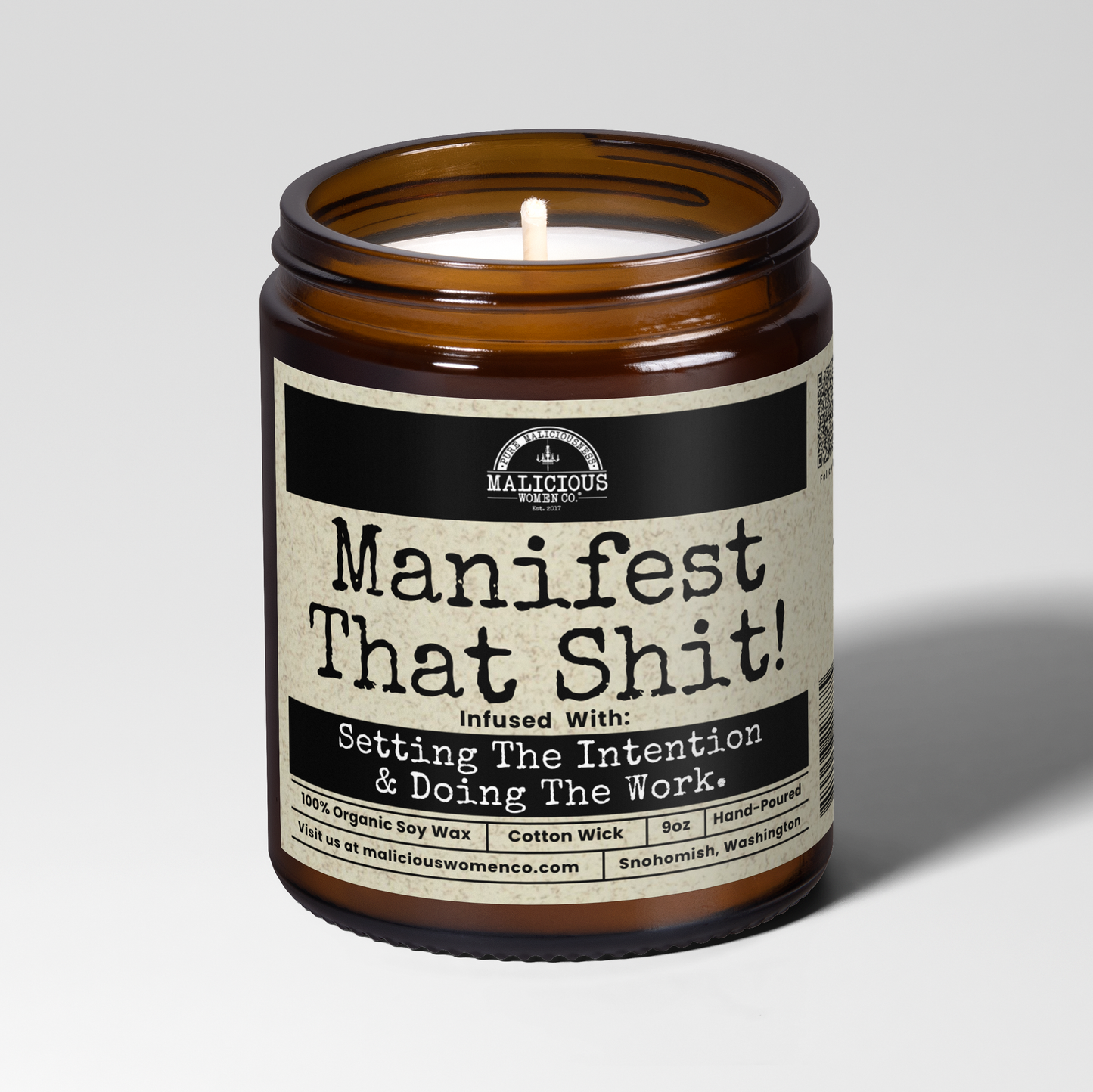 Malicious Women Co. Manifest That Sh*t 9oz Soy Witch Candle | Self-Care Mental Health Gift for Women & Men | USA-Made Home Decor