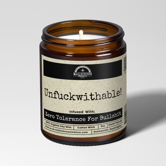 Malicious Women Co. Unfuckwithable! 9 oz Witch Candle | Hand Poured Soy Wax Scented Candle | Clean Burning Home Fragrance Aesthetic | Unisex Gift for Men & Women