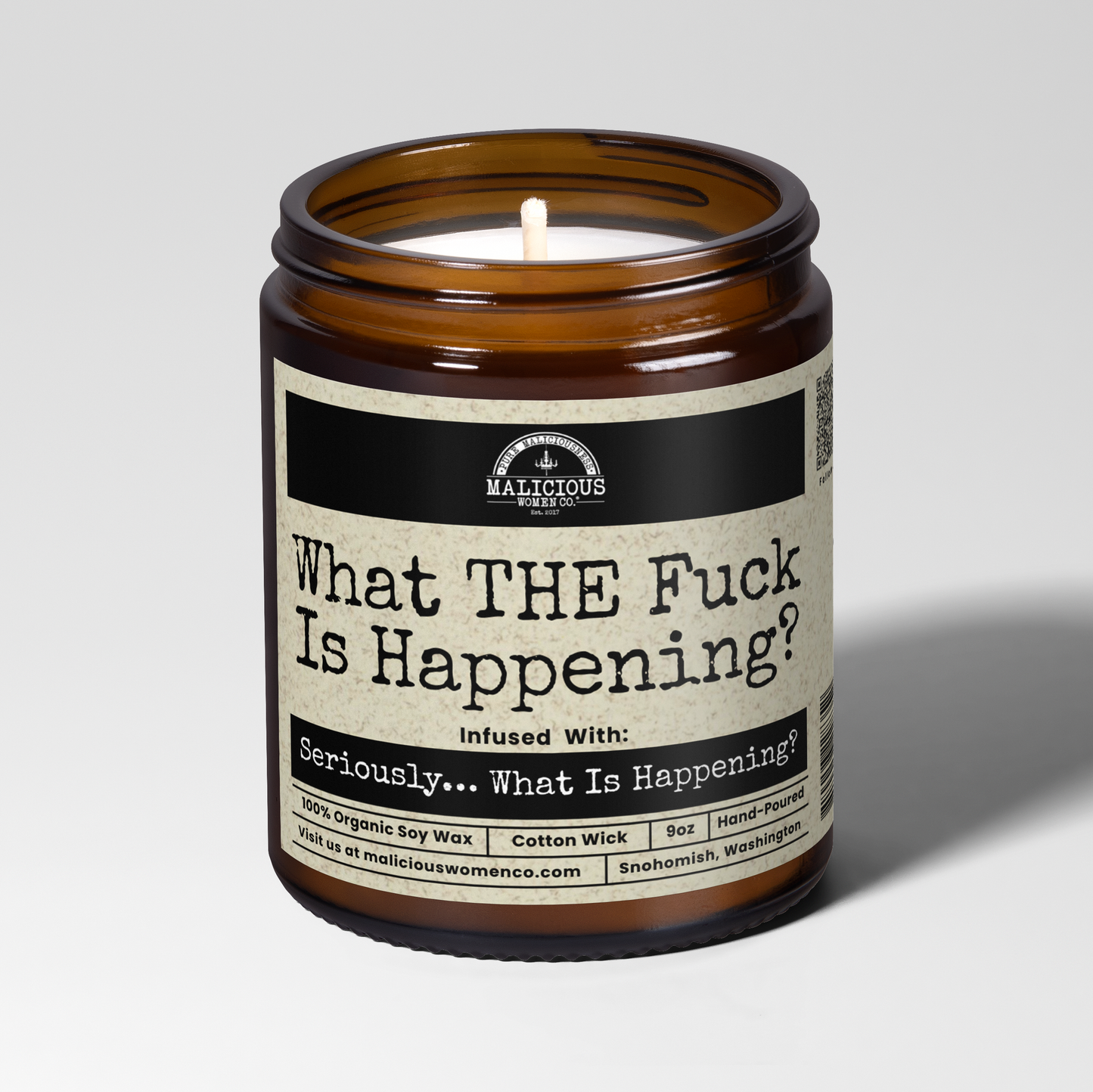 Malicious Women Co. What The F*ck Is Happening 9 oz Family Candle | Funny Soy Gift for Women and Men, Multiple Scents, USA Made