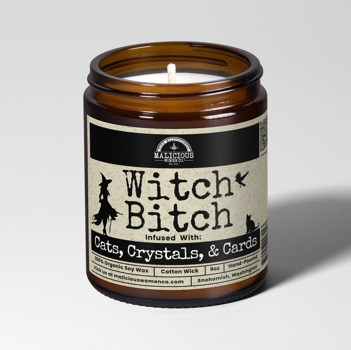 Malicious Women Co. Witch Bitch 9oz Soy Scented Candle | Natural Soy Wax Aromatherapy 40+ Hr Burn Gift