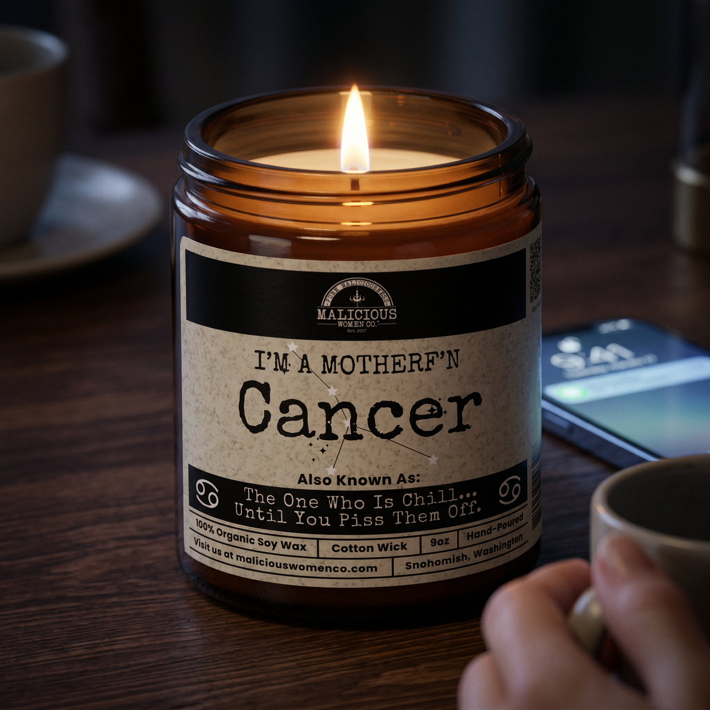 I'm a MotherF'n Cancer (Jun 21-Jul 22) The Zodiac B*tch 9oz Zodiac Candle Malicious Women Co