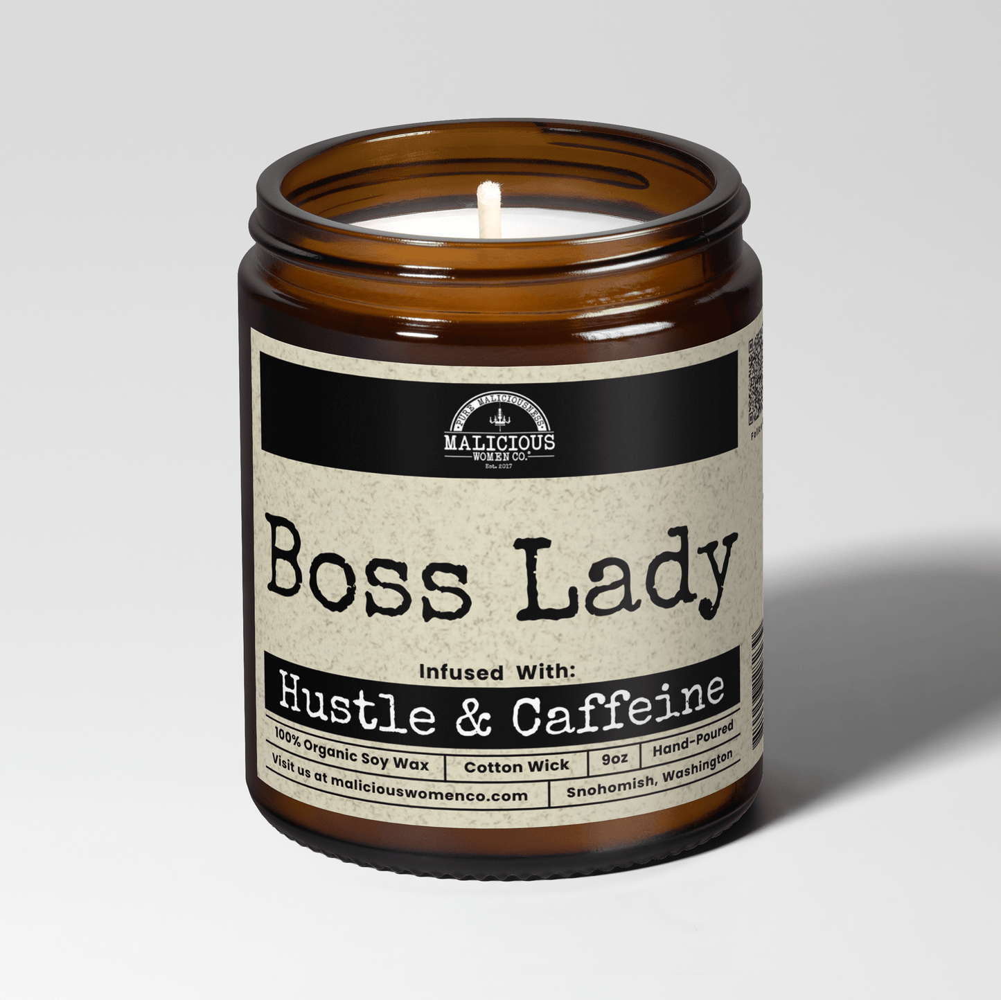 Malicious Women Co. Boss Lady Funny Soy Candle for Office Vibes, Hustle Energy & Long-Lasting Clean Burn