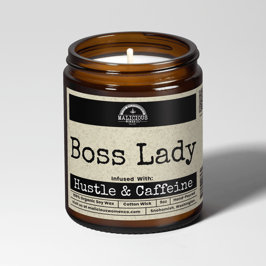 Malicious Women Co. Boss Lady Funny Soy Candle for Office Vibes, Hustle Energy & Long-Lasting Clean Burn