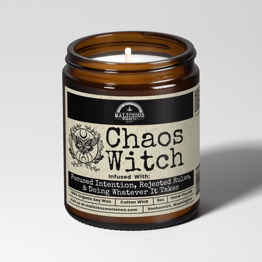 Malicious Women Co. Chaos Witch 9oz Soy Candle | Bold Aromatherapy Candle Clean Burn 40+ Hr Gift Home Fragrance