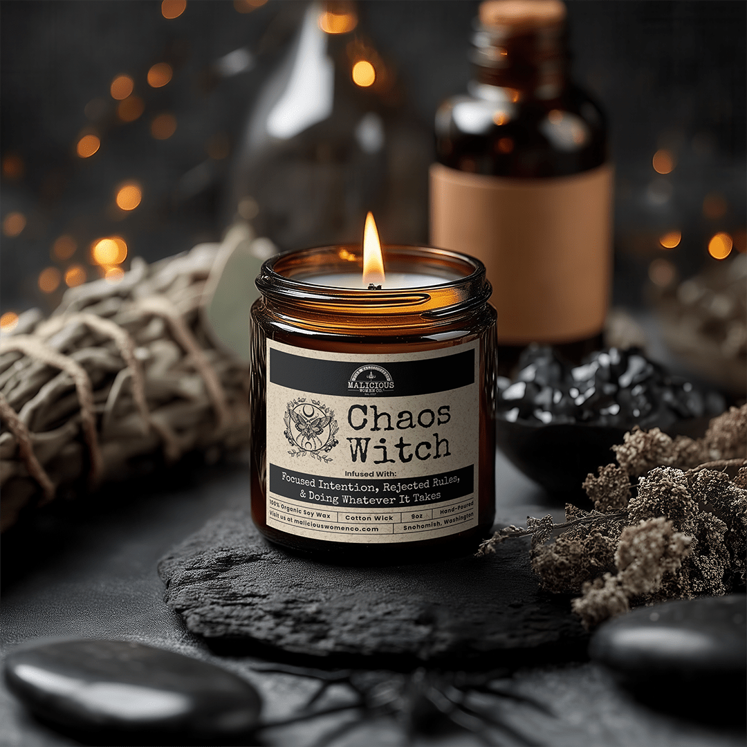 Malicious Women Co. Chaos Witch 9oz Soy Candle | Bold Aromatherapy Candle Clean Burn 40+ Hr Gift Home Fragrance