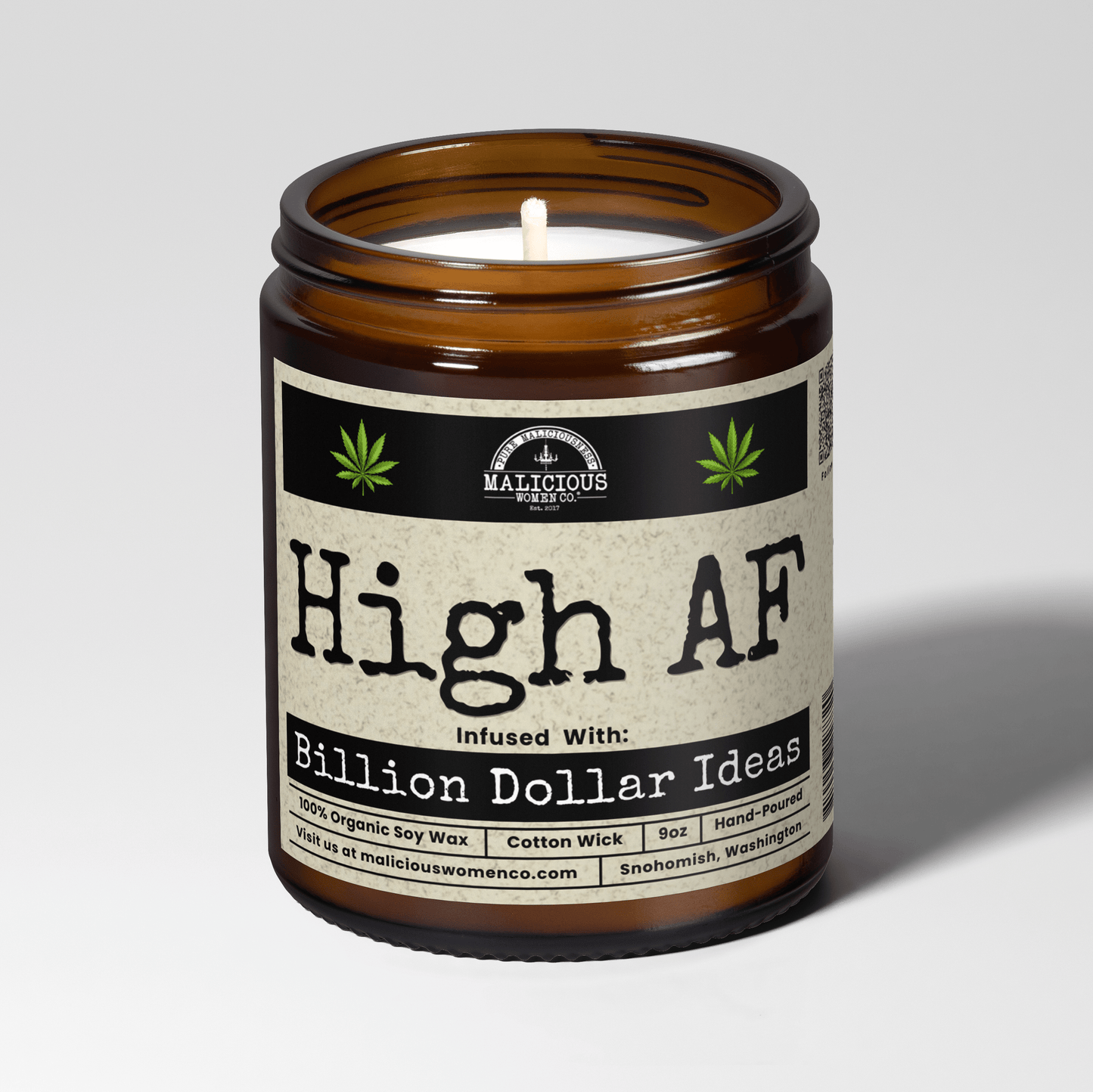 High Af 9oz Funny Candle Malicious Women Co
