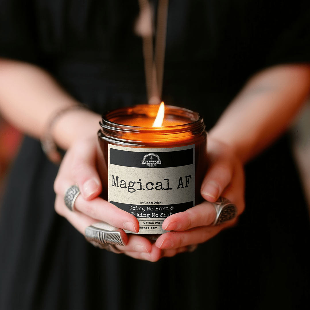 Malicious Women Co. Magical AF 9 oz Soy Witch Candle | Self-Care Mental Health Gift for Women & Men | USA-Made Aromatherapy Candle