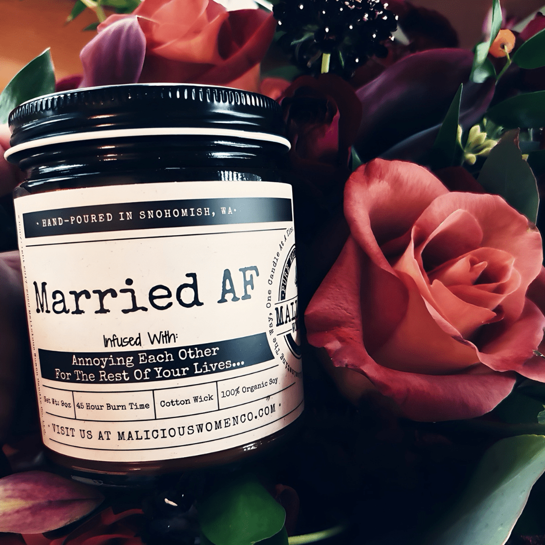 Malicious Women Co Married AF 9oz Funny Candle | Soy Wax Scented Candle Home Fragrance Family Decor
