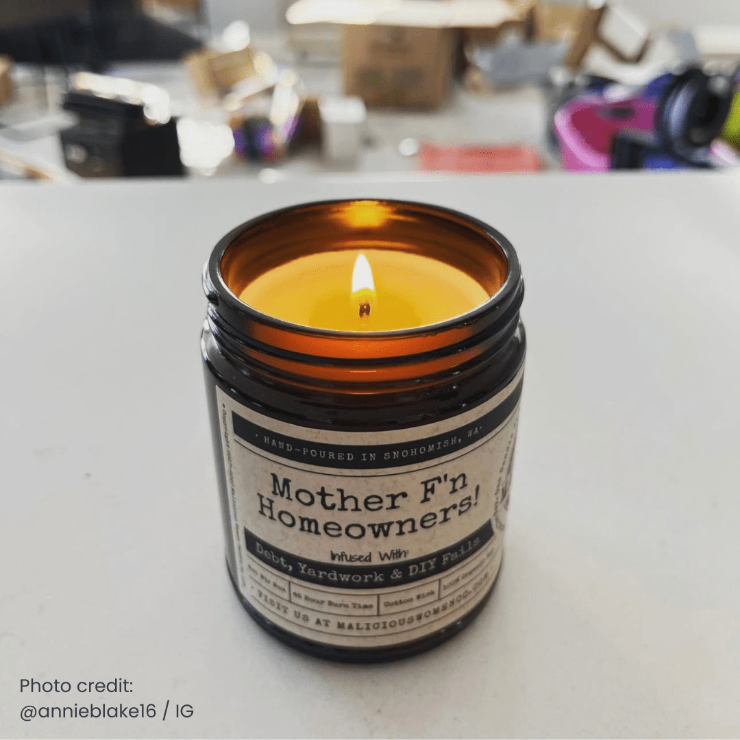 Malicious Women Co. Mother F'n Homeowners 9 oz Funny Soy Candle | Luxury Hand-Poured Scented Candle | Multiple Scents | Gift for Men & Women