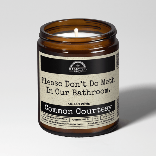 Malicious Women Co. Please Don’t Do Meth In Our Bathroom 9oz Funny Soy Candle | Clean Burn Gift Candle Home Decor