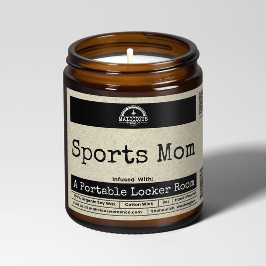 Sports Mom Scented Candle 9 oz | Natural Soy Wax Candle, Long-Lasting Candle, Amber Jar Home Fragrance Gift for Women & Men