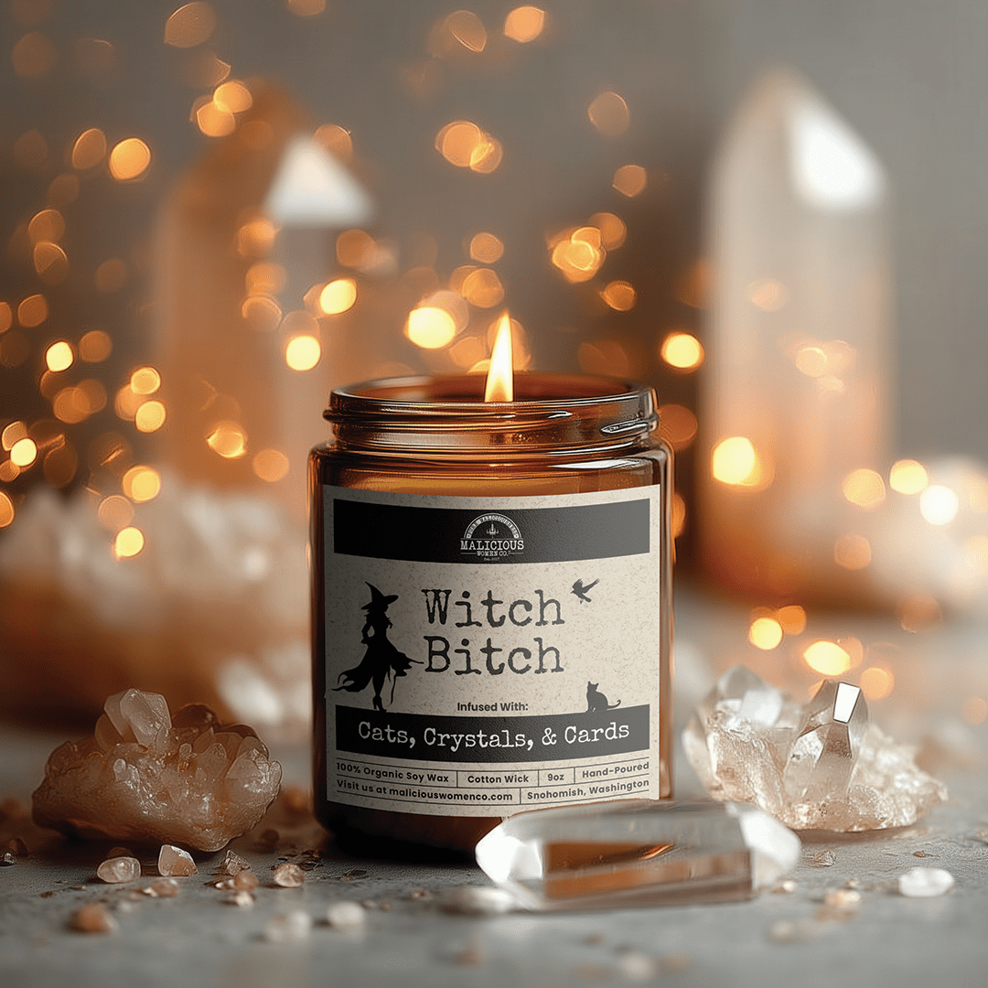 Malicious Women Co. Witch Bitch 9oz Soy Scented Candle | Natural Soy Wax Aromatherapy 40+ Hr Burn Gift