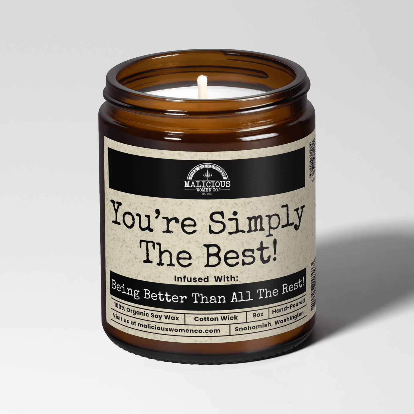 Malicious Women Co. You're Simply The Best 9 oz Bestie Soy Candle Gift for Women & Men | Multiple Scents | USA Made Home Decor